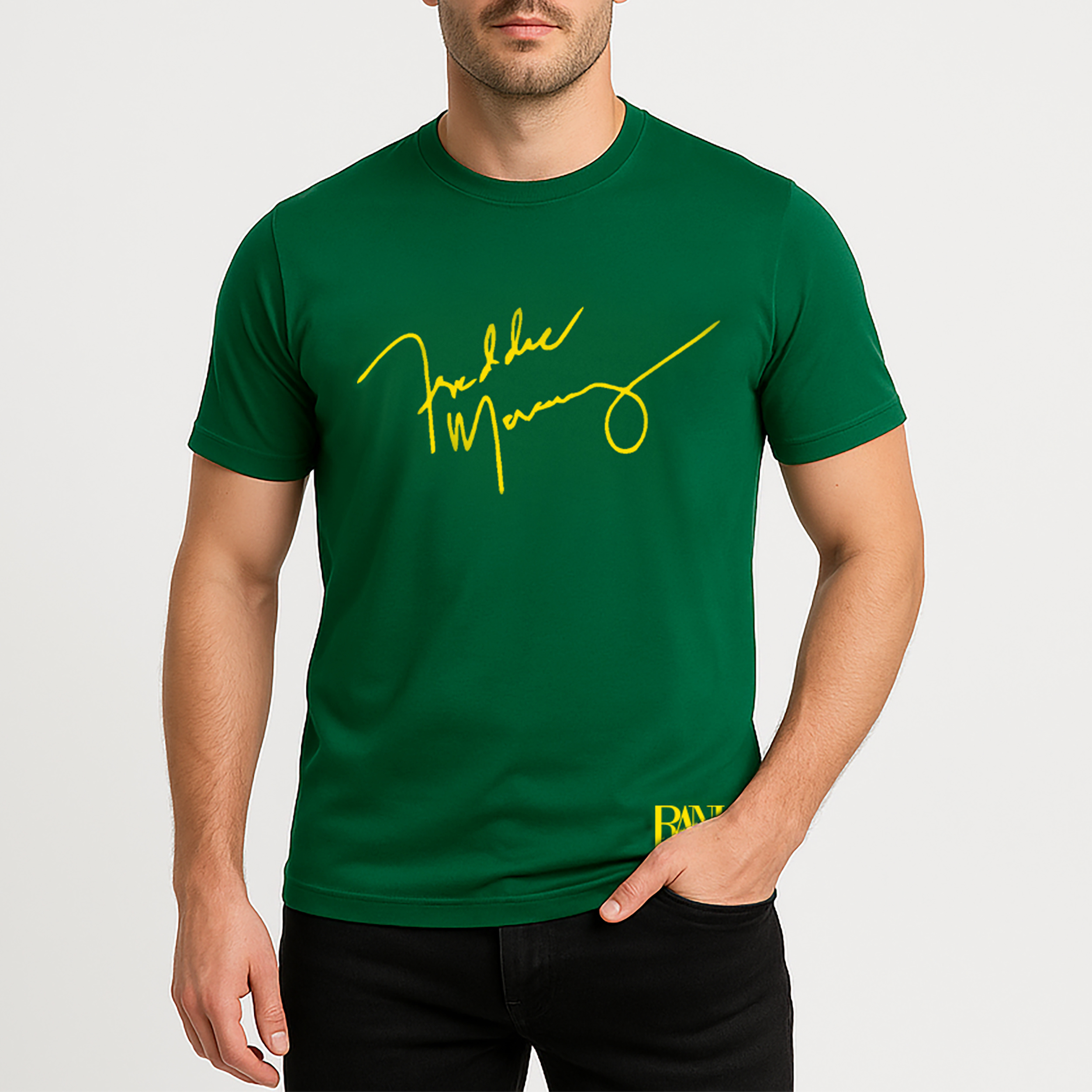 تی شرت آستین کوتاه مردانه رانژ مدل امضا 006-23RA06 رنگ سبز