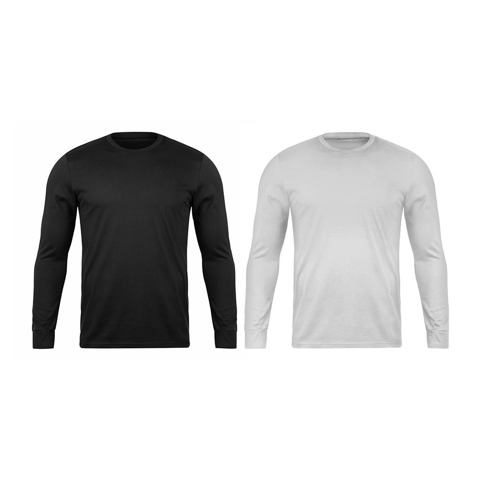 تی شرت آستین بلند مردانه رانژ بسته 2 عددی مشکی/خاکستری